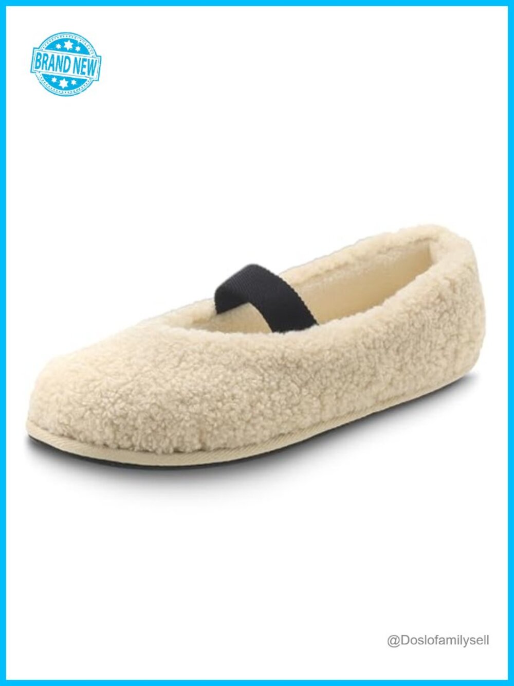 Faux Shearling Mary Jane Slippers Memory Foam Slip-On Flats
